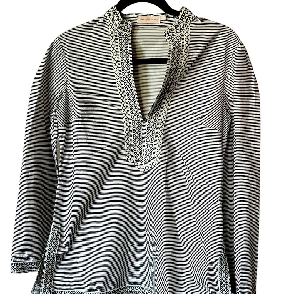 Tory Burch Striped Top in Navy and Cream